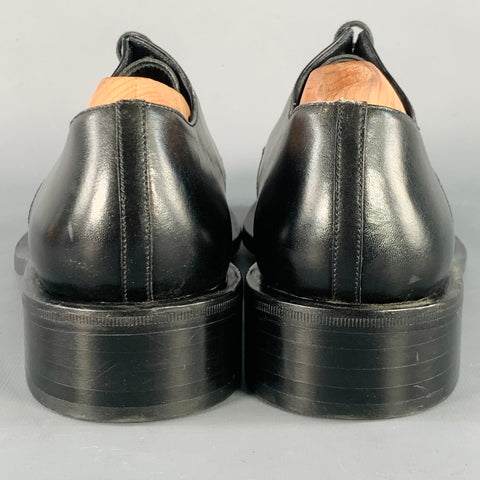GIORGIO ARMANI Size 7 Black Leather Derby Lace-Up Shoes