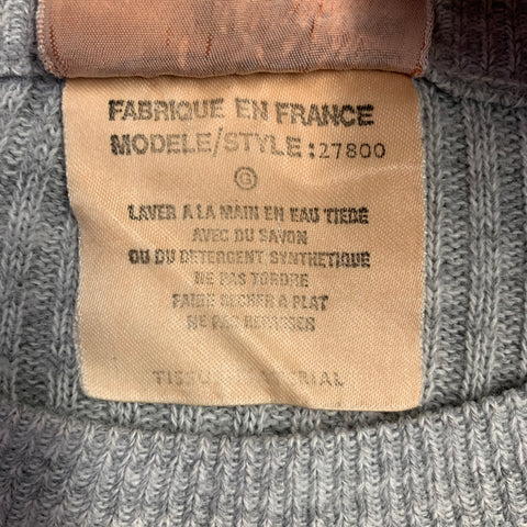 COURREGES Size S Grey Rib Knit Crew Neck Pullover