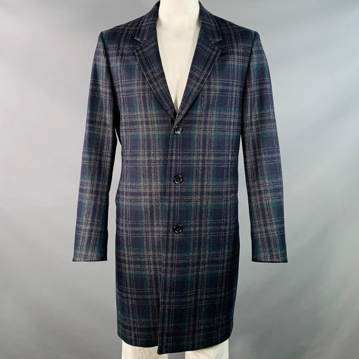 PS by PAUL SMITH Size XXL Charcoal Black Green Wool Blend Plaid Coat