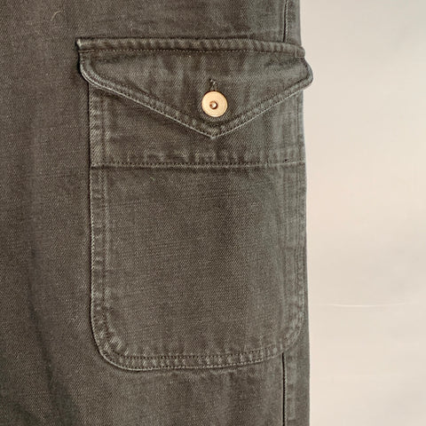 Pantalon cargo BARENA taille 36 en sergé de coton noir, taille élastique, décontracté