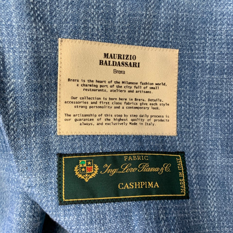 MAURIZIO BALDASSARI Chest Size 40  Blue Heather Cashmere / Cotton Sport Coat
