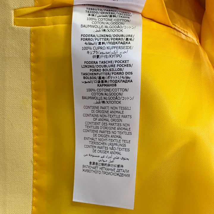 ALEXANDER MCQUEEN Size 42 Yellow Cotton Notch Lapel Single Button Sport Coat