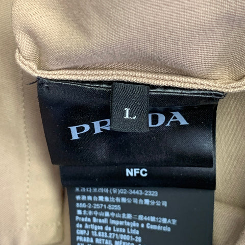 PRADA Size L Khaki Cotton Blend Two Pockets Shirt Jacket