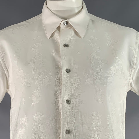 ROBERT GRAHAM Size XL White Embroidery Cotton Button Up Short Sleeve Shirt