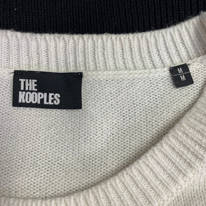 THE KOOPLES Size M White Black Knit Cotton Cashmere Crew Neck Sweater