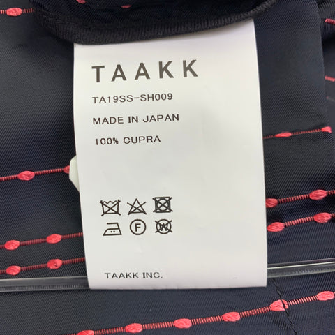TAAKK Size L Black Pink Embroidery Cupro One Pocket Short Sleeve Shirt