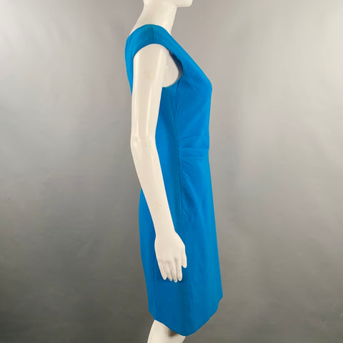 EMILIO PUCCI Size 8 Blue Crepe V-Neck Cocktail Dress
