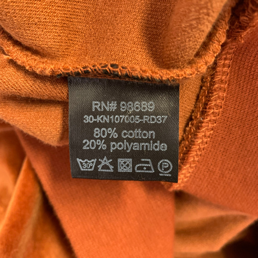 TODD SNYDER Size L Orange Rust Velvet Cotton Blend Half Placket Polo