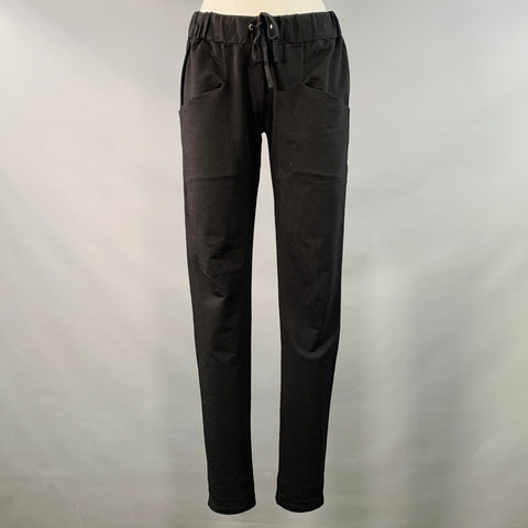 LIS LAREIDA Size XS Black Cotton Blend Drawstring Casual Pants