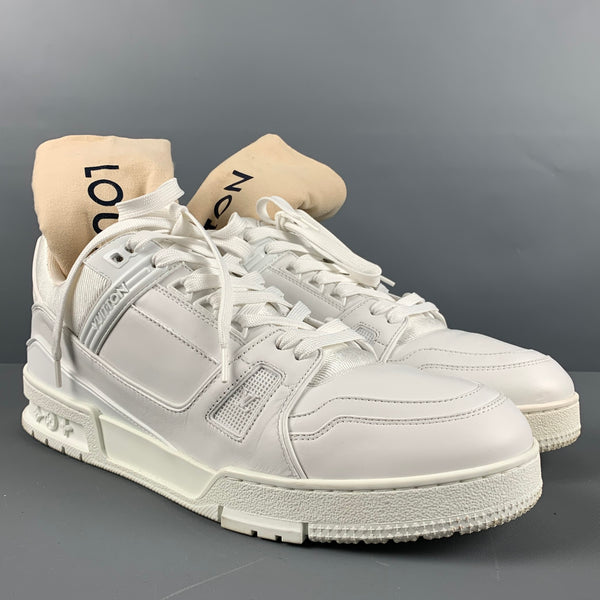 LOUIS VUITTON Size 11.5 White Mixed Materials Leather Lace Up