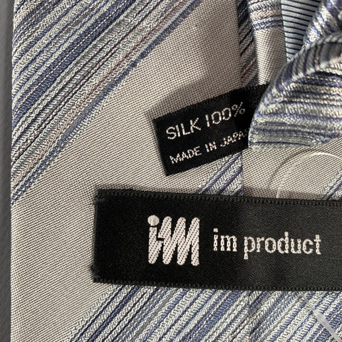 ISSEY MIYAKE Gray Light Blue Jacquard Silk Tie