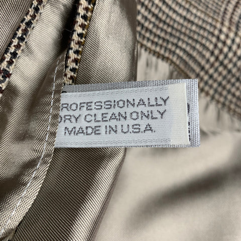 O'CONNELL'S Size 42 Long Brown Cream Glenplaid Cashmere Sport Coat