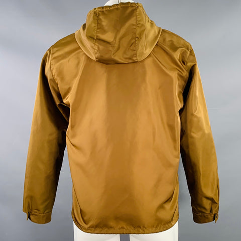 PRADA Size M Bronze Nylon Hooded Zip Up Jacket