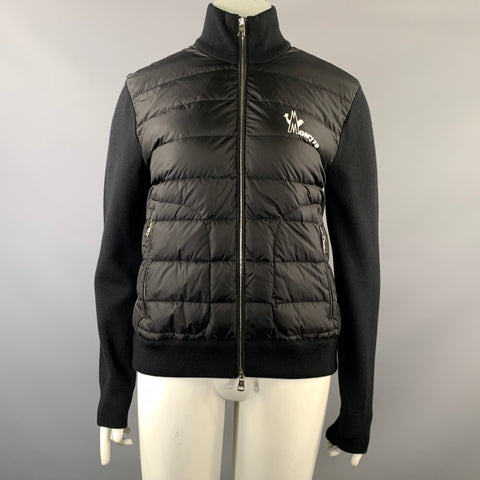 MONCLER Size L Black Polyamide Quilted Down Filled Jacket Outdoor