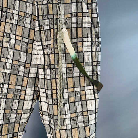 SONG FOR THE MUTE SS21 NAIVE Size 34 Beige Grey White Cotton Blend Tapered Casual Pants