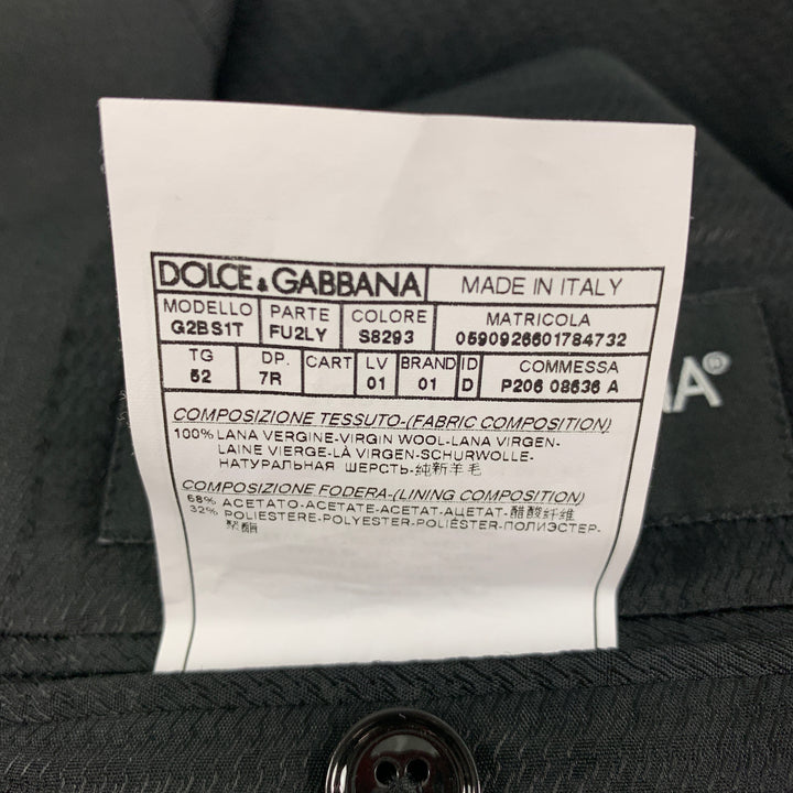 DOLCE & GABBANA Size 42 Grey Charcoal Wool Peak Lapel Sport Coat