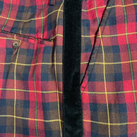 UNIVERSAL WORKS Size 32 Multi Color Plaid Polyester Blend Button Fly Dress Pants