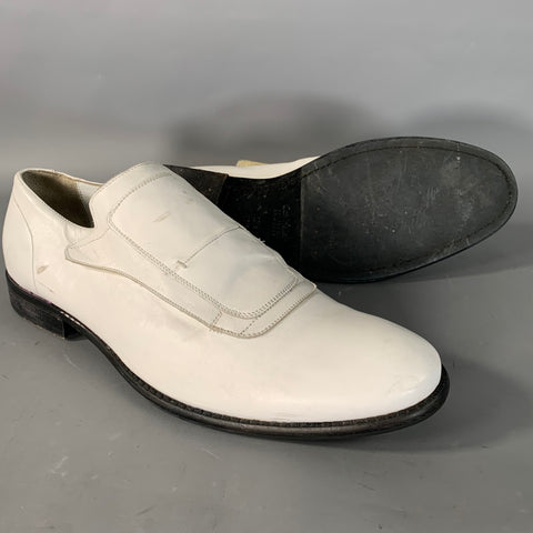 CALVIN KLEIN Size 10.5 White Leather Hook and Loop Closure Lace Up Shoes
