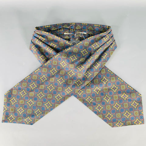 TURNBULL & ASSER Purple Blue Abstract Floral Silk Ascot