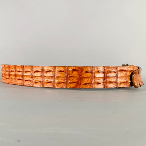 Ceinture vintage en cuir d'alligator texturé marron, taille 36