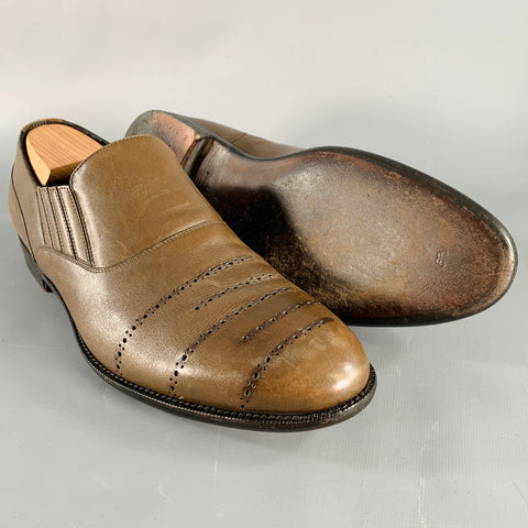 BOTTEGA VENETA Size 11 Brown Perforated Leather Loafers