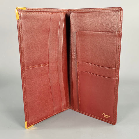 CARTIER Burgundy Gold Checkbook Wallet