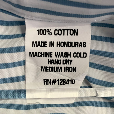 SID MASHBURN Size L Blue White Stripe Cotton One Pocket Long Sleeve Shirt