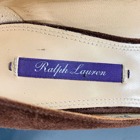 RALPH LAUREN COLLECTION Size 6.5 Brown Suede Pointed Toe Classic Pumps