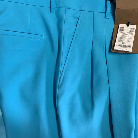 BURBERRY Size 38 Aqua Wool Peak Lapel Double Breasted Suit