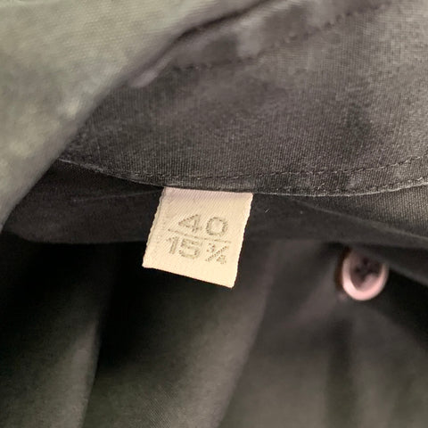 LANVIN Size 40 Black Cotton Spread Collar Long Sleeve Shirt