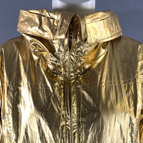 RALPH LAUREN Size M Gold Cotton Metallic Zip Up Jacket