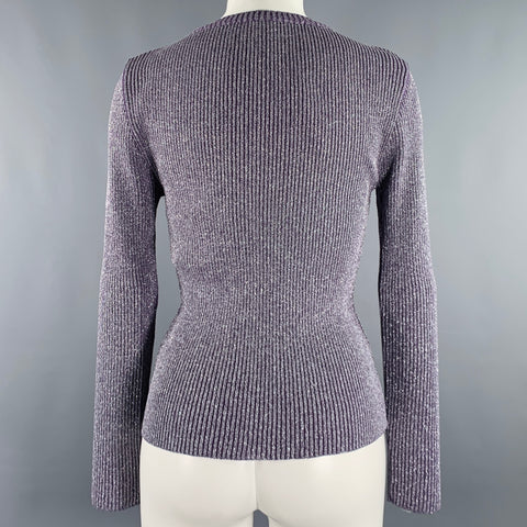 VINTAGE Size S Purple Silver Ribbed Long Sleeve Pullover