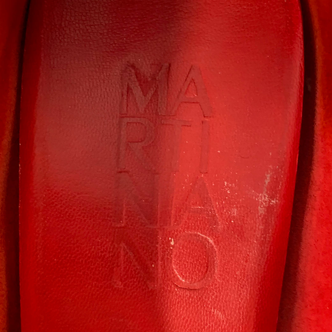 MARTINIANO Size 7.5 Red Goat Leather Pointed Toe Pumps