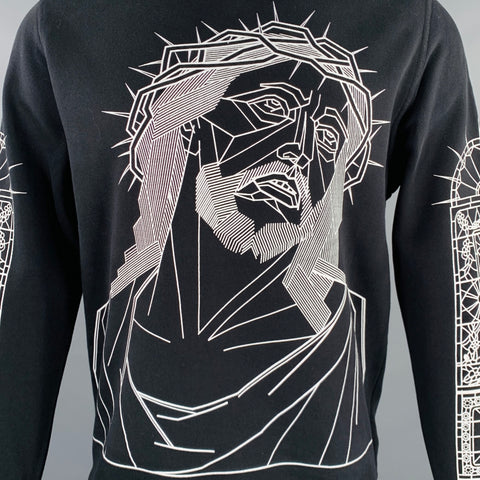 GIVENCHY Size XS Jesus Illusion Black White Graphic Cotton Long Sleeve Sweatshirt