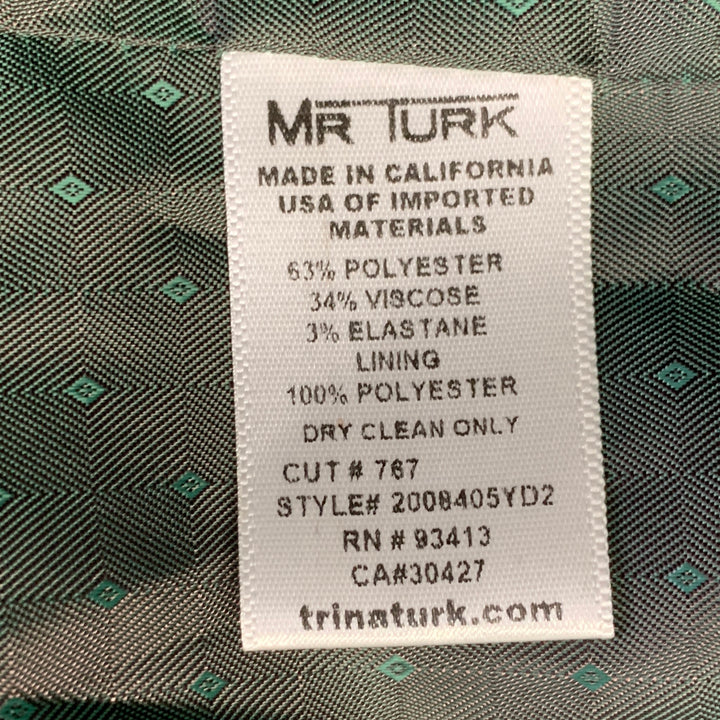 MR TURK Size 38 Olive Pink Orange Plaid Polyester Blend Notch Lapel Sport Coat