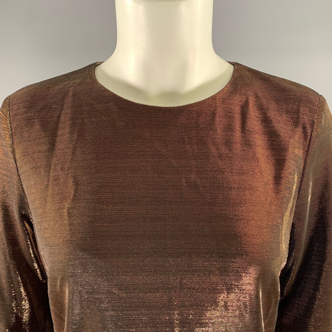 JIGSAW Size 6 Rust Metallic Viscose Blend Dress Top