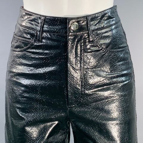 ROTATE Size 2 Rotie Black Faux Leather Snake Embossed Straight Casual Pants