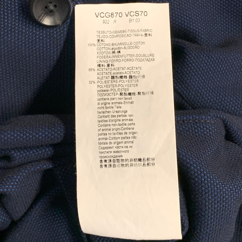 ARMANI COLLEZIONI Size XL Navy Blue Textured Cotton Jacket