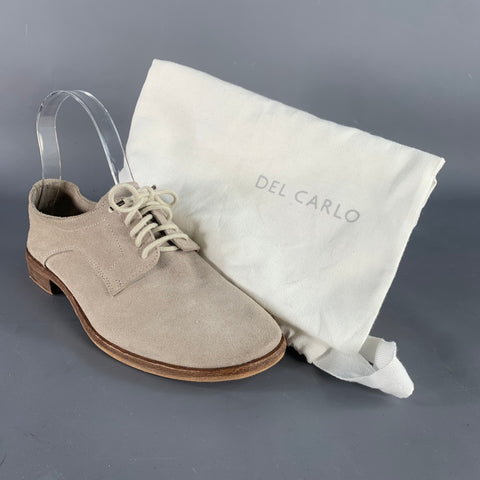 DEL CARLO Size 6.5 Grey Suede Lace-Up Derby Shoes