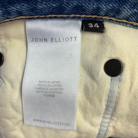 JOHN ELLIOTT Size 34 -Daze Opal Sashiko- Blue Multi Color Embroidery Cotton Jeans