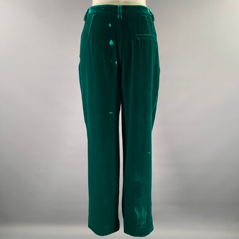 GIORGIO ARMANI Size 6 Green Emerald Velvet Viscose Silk Pants
