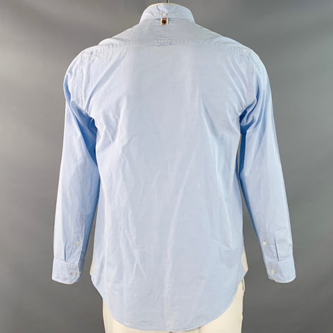 VISVIM Size L Blue Light Cotton Linen Button Down Collar Long Sleeve Shirt
