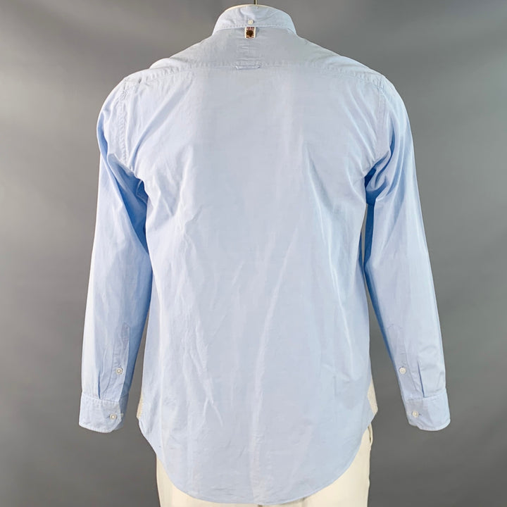 VISVIM Size L Blue Light Cotton Linen Button Down Collar Long Sleeve Shirt