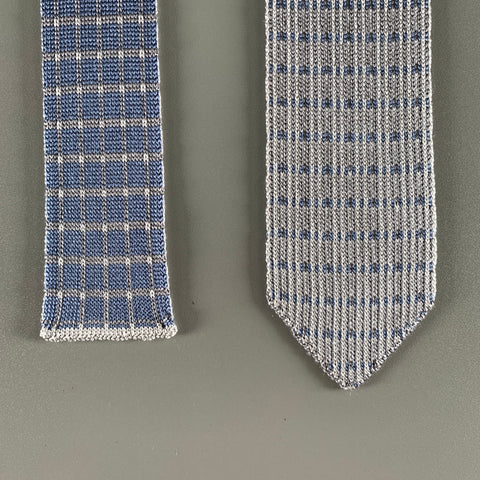 BRIONI Blue Grey Knitted Silk Tie