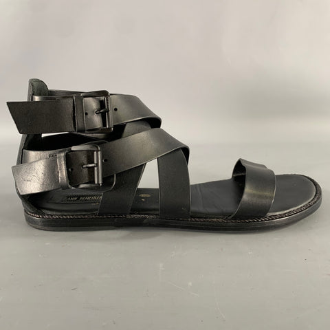 ANN DEMEULEMEESTER Size 9 Black Leather Strappy Sandals