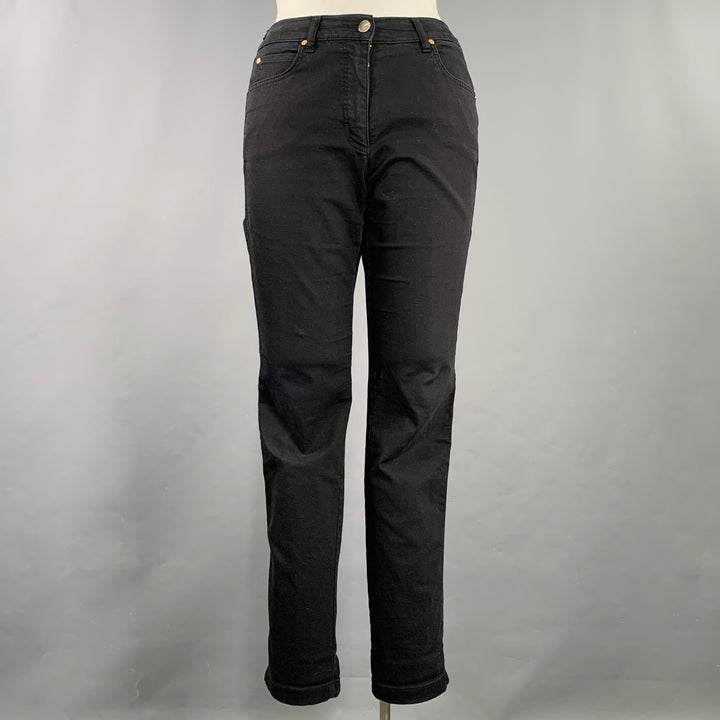ESCADA Size 12 Black Cotton Blend 5 Pocket Jeans