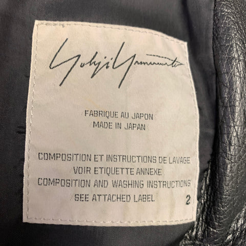 YOHJI YAMAMOTO Size M Black Lambskin Leather Quilted Zip Up Jacket
