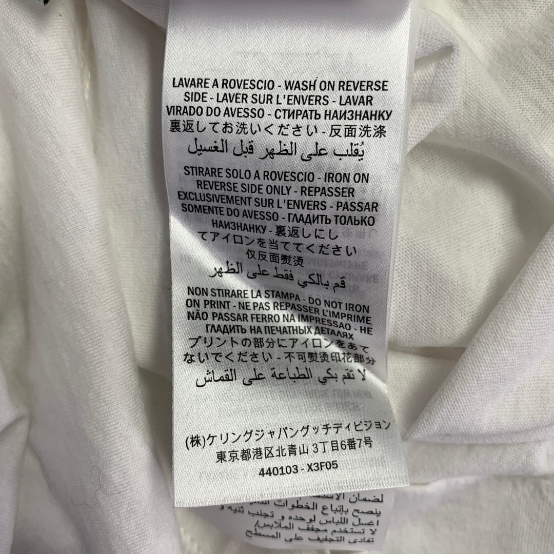 GUCCI Size S White Red Green Logo Cotton Crew-Neck T-shirt