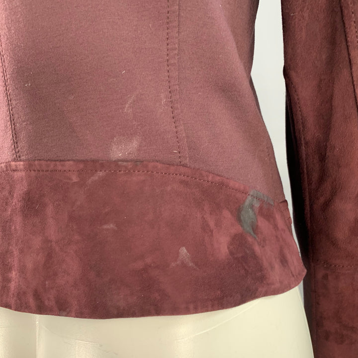 THEORY Size M Burgundy Viscose Blend Lambskin Zip Up Jacket
