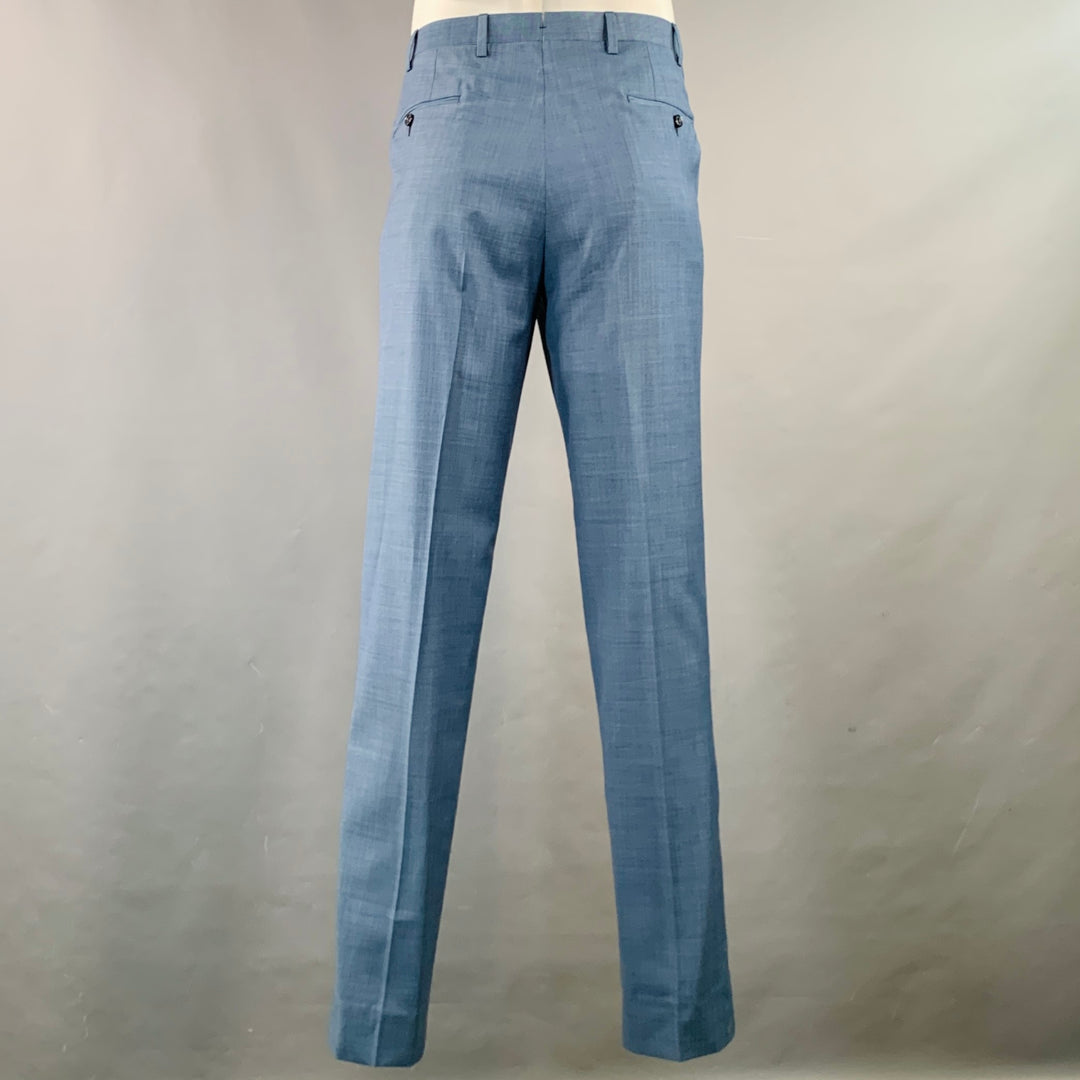 SARTORIO Size 44 Regular Blue Wool Notch Lapel Suit